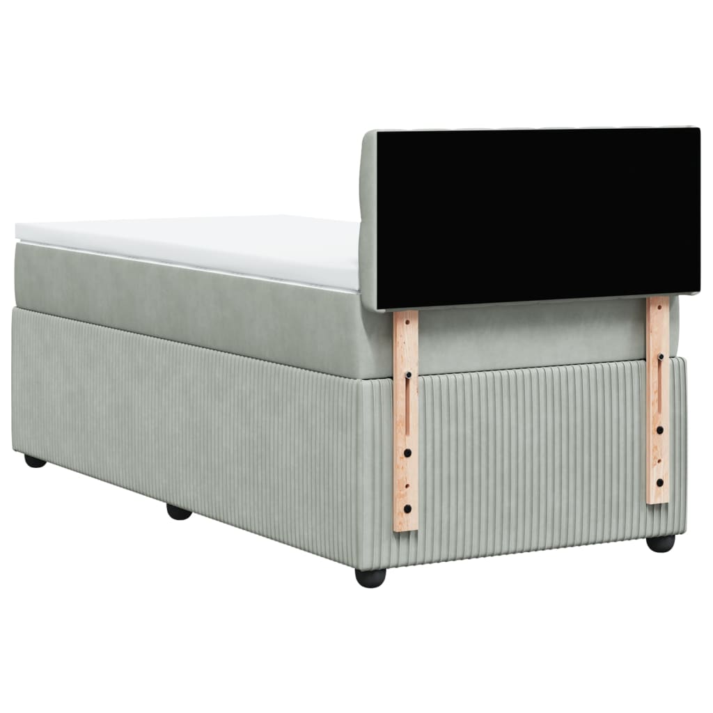 Boxspring met matras fluweel lichtgrijs 90x190 cm
