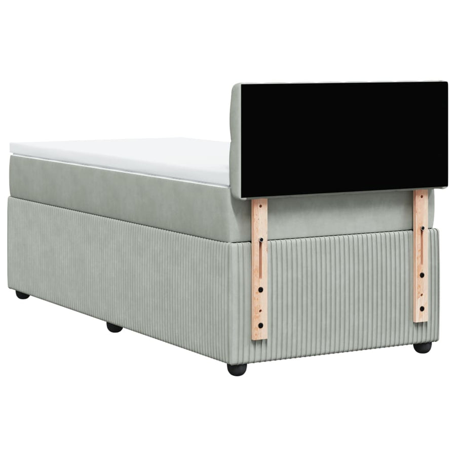 Boxspring met matras fluweel lichtgrijs 90x190 cm
