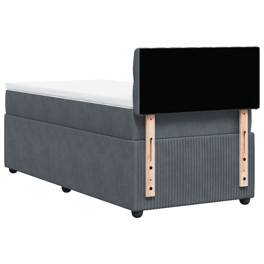 Boxspring met matras fluweel donkergrijs 90x190 cm
