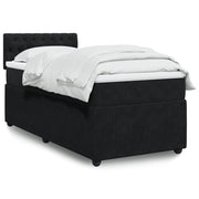 Box spring with velvet black mattress 90x190 cm