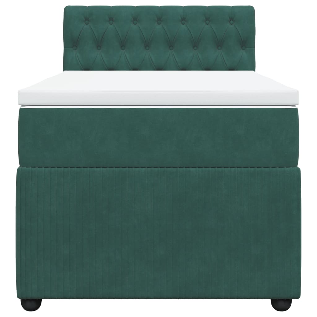 Boxspring met matras fluweel donkergroen 90x190 cm