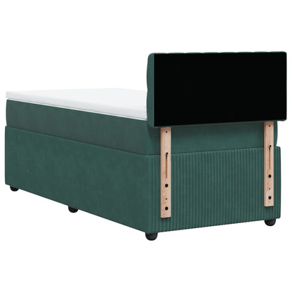 Boxspring met matras fluweel donkergroen 90x190 cm