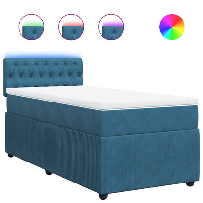 Boxspring met matras fluweel blauw 90x190 cm
