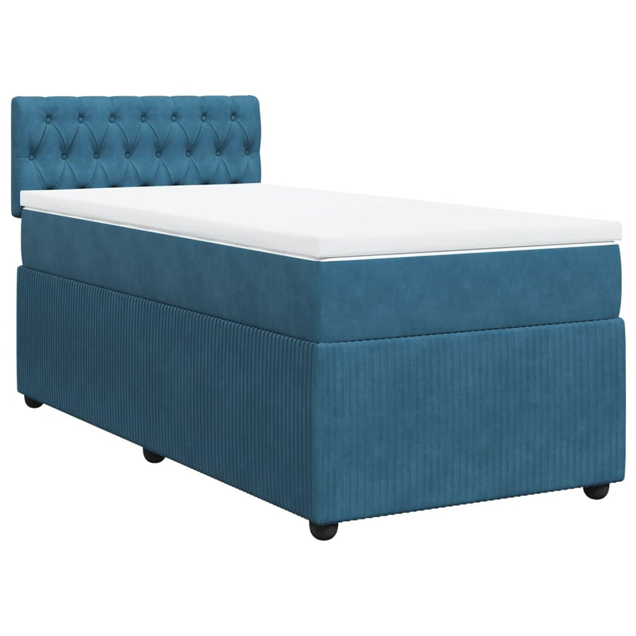 Boxspring met matras fluweel blauw 90x190 cm