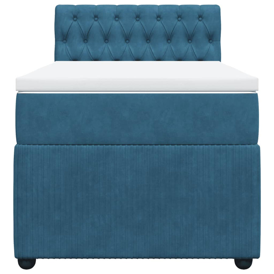 Boxspring met matras fluweel blauw 90x190 cm