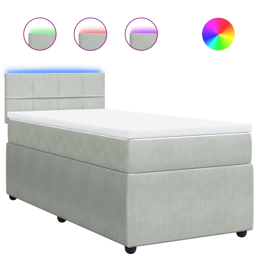 Boxspring met matras fluweel lichtgrijs 90x190 cm