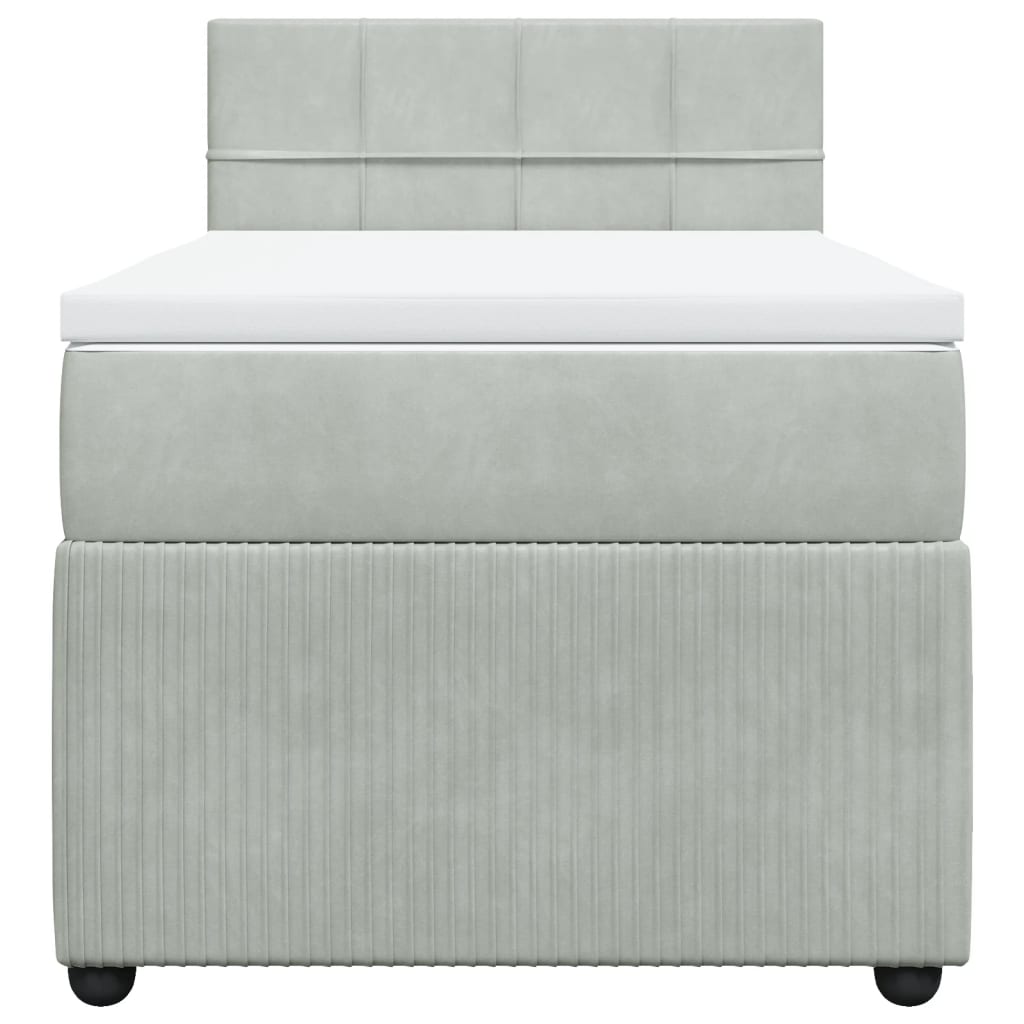Boxspring met matras fluweel lichtgrijs 90x190 cm