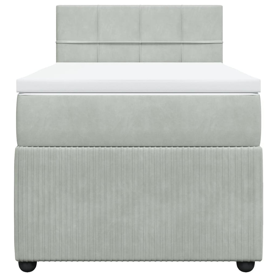 Boxspring met matras fluweel lichtgrijs 90x190 cm