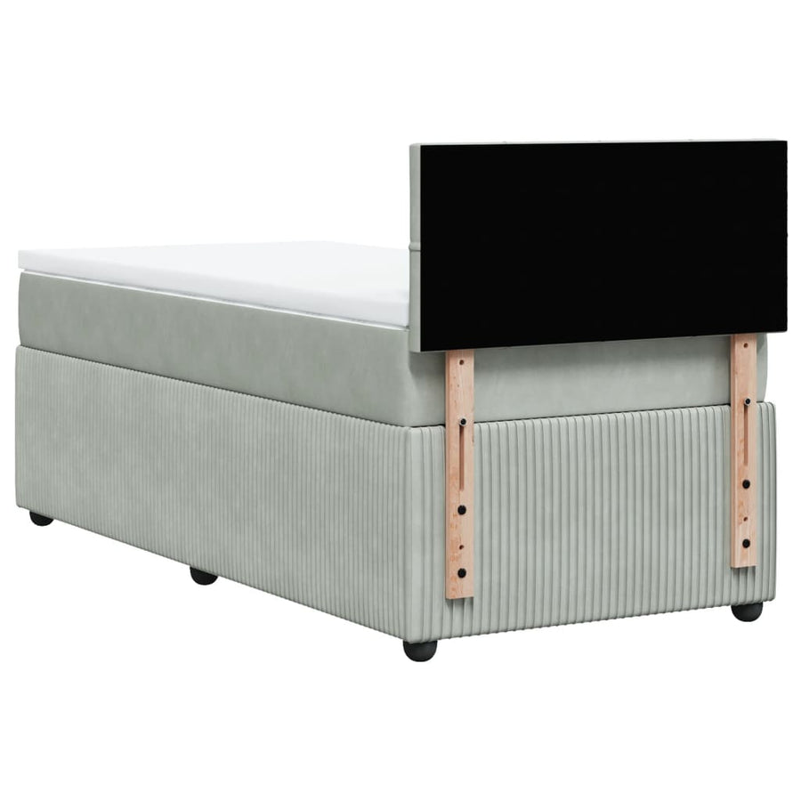 Boxspring met matras fluweel lichtgrijs 90x190 cm