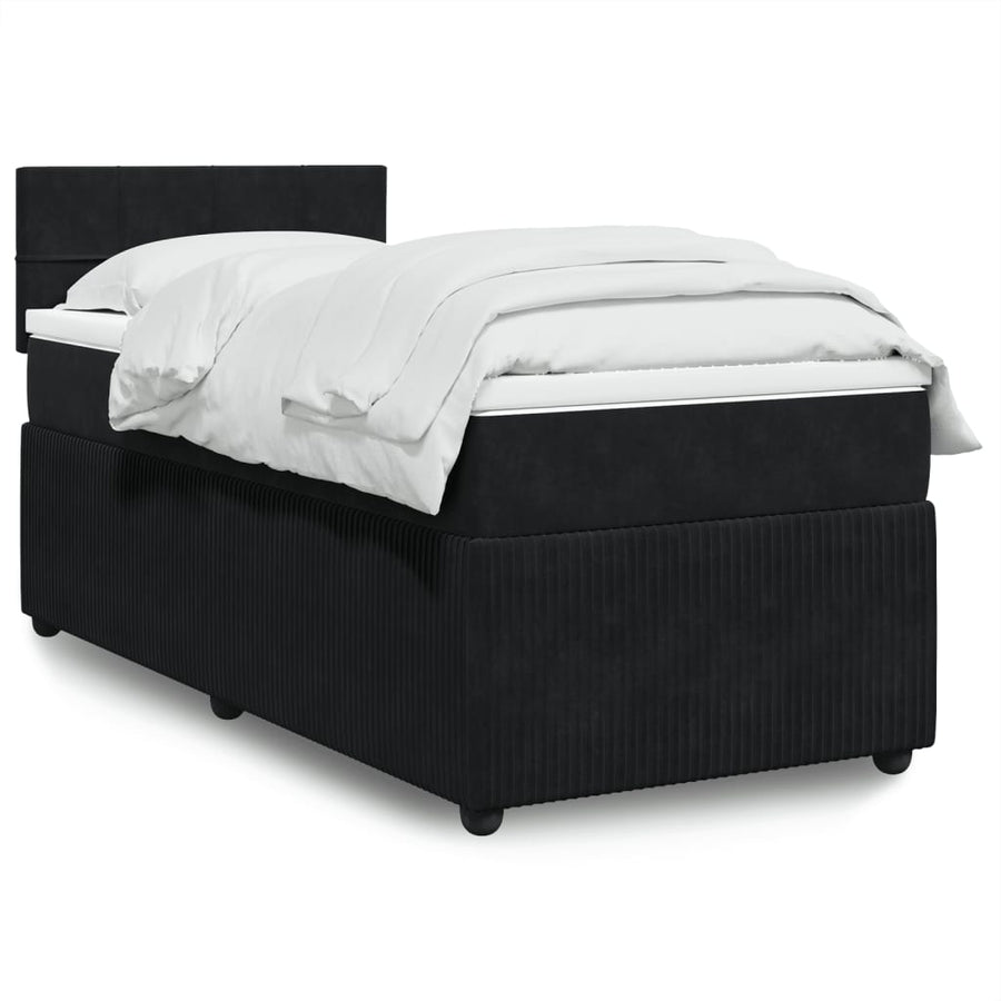 Boxspring met matras fluweel zwart 90x190 cm