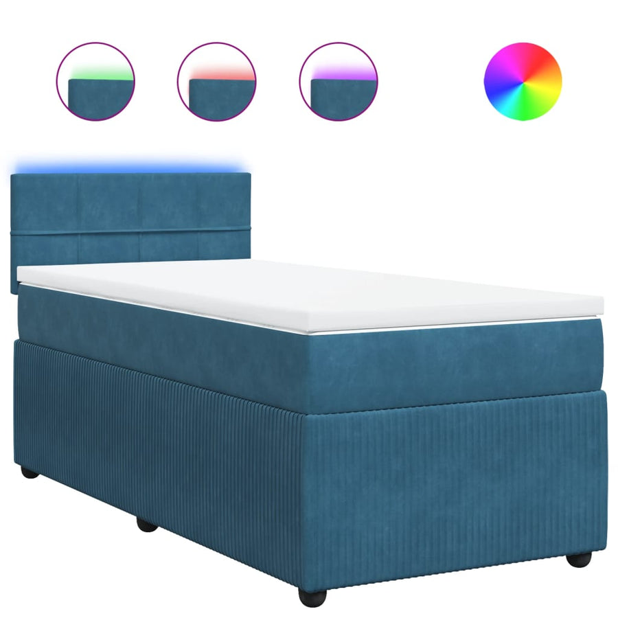 Boxspring met matras fluweel blauw 90x190 cm