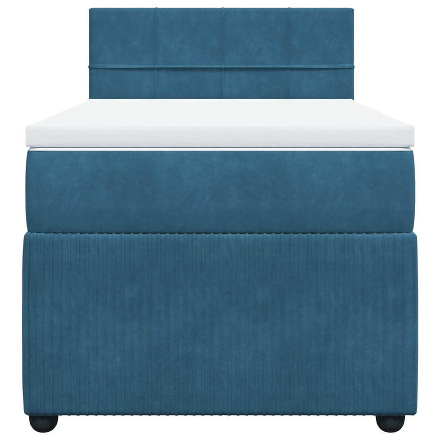 Boxspring met matras fluweel blauw 90x190 cm
