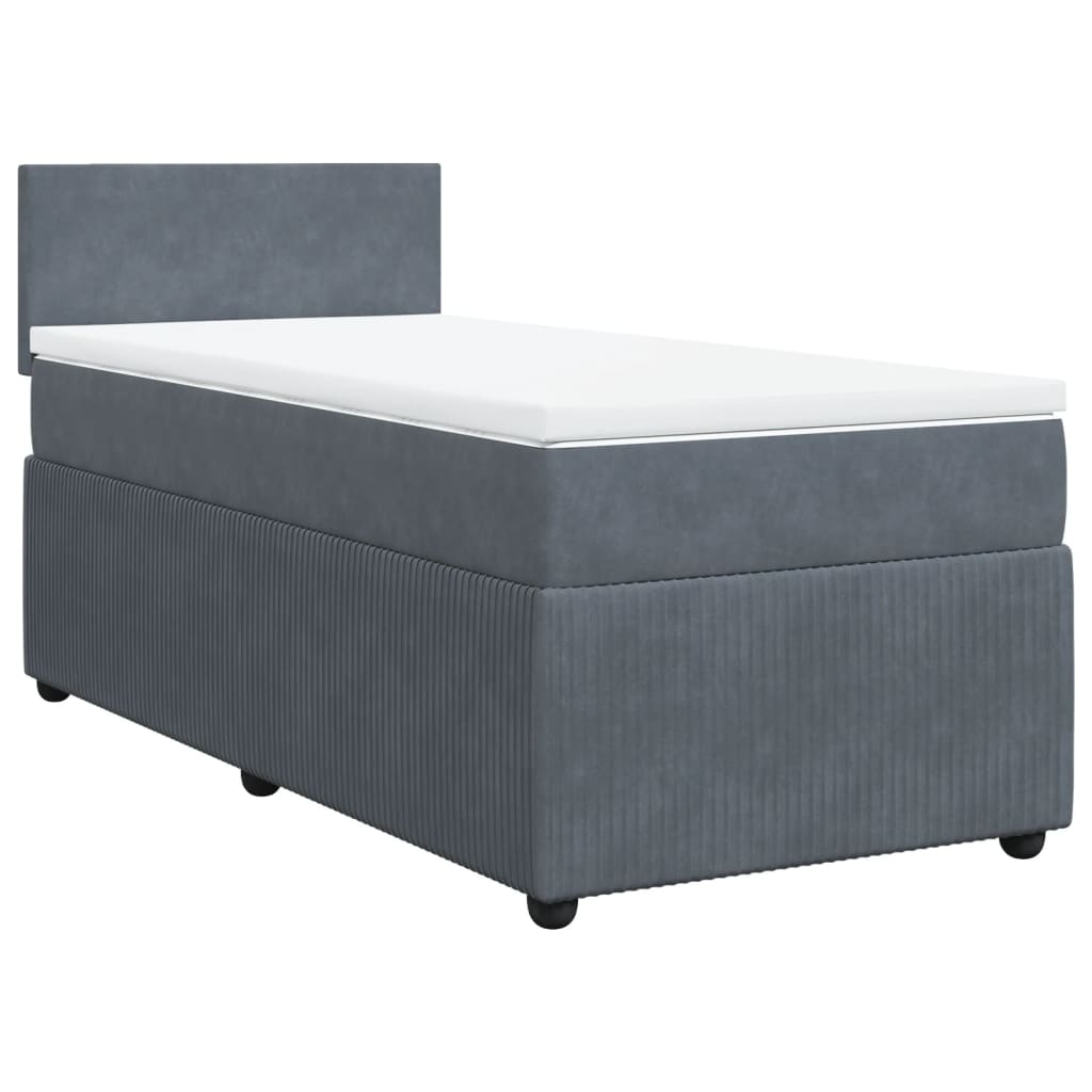 Boxspring met matras fluweel donkergrijs 90x200 cm