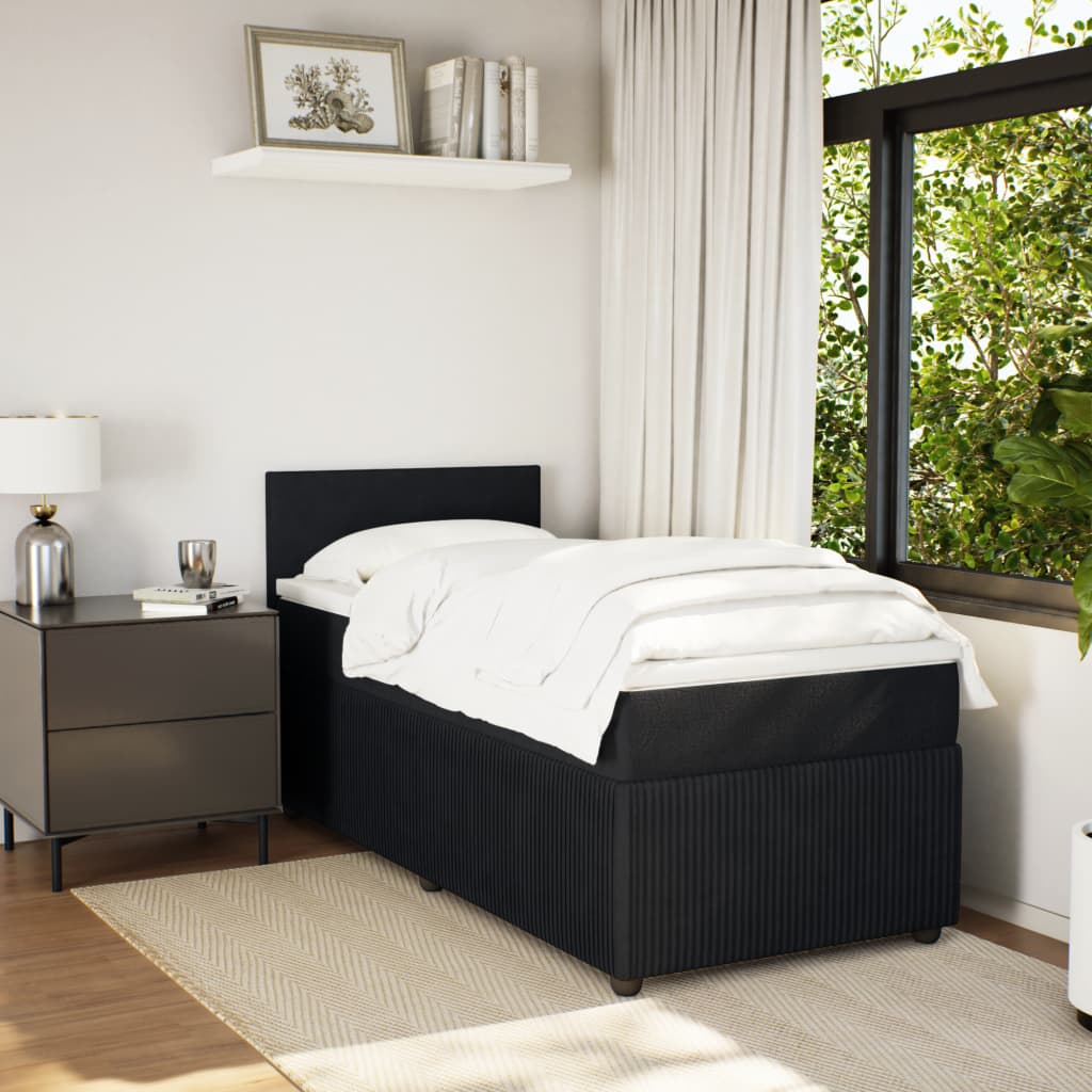 Boxspring met matras fluweel zwart 90x200 cm