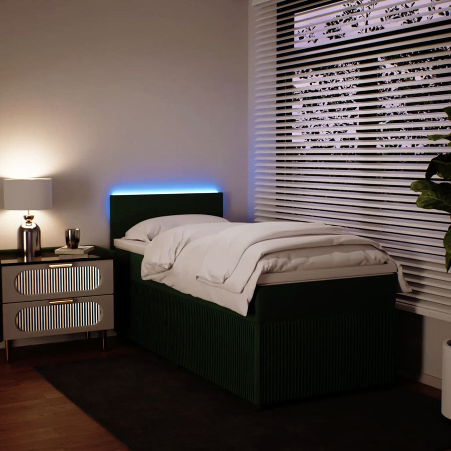 Boxspring met matras fluweel donkergroen 90x200 cm