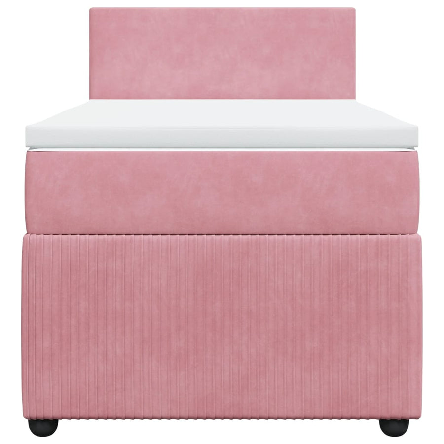 Boxspring met matras fluweel roze 90x200 cm