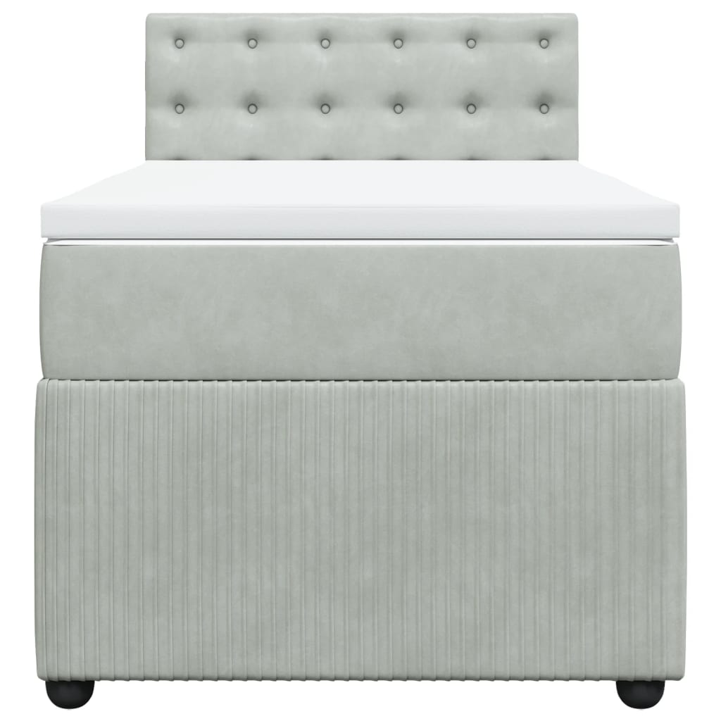 Boxspring met matras fluweel lichtgrijs 90x200 cm