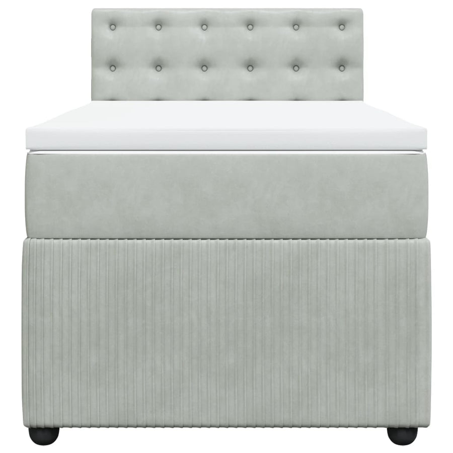 Boxspring met matras fluweel lichtgrijs 90x200 cm