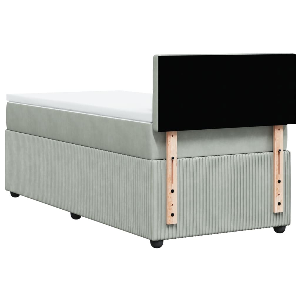 Boxspring met matras fluweel lichtgrijs 90x200 cm