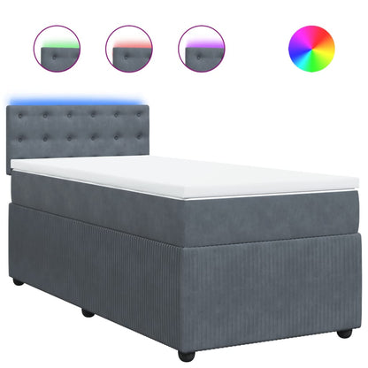 Boxspring met matras fluweel donkergrijs 90x200 cm