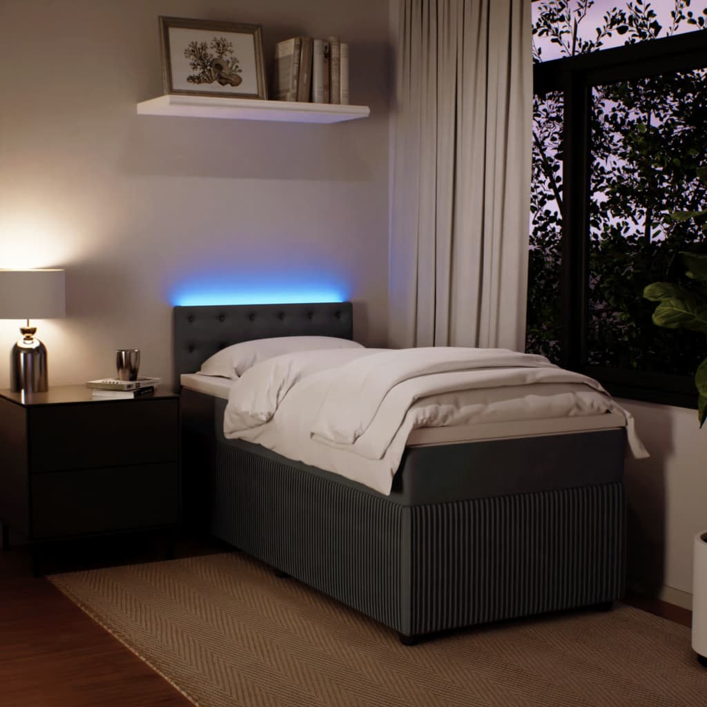 Boxspring met matras fluweel donkergrijs 90x200 cm