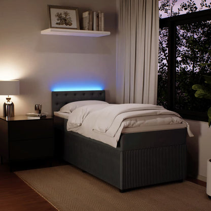 Boxspring met matras fluweel donkergrijs 90x200 cm