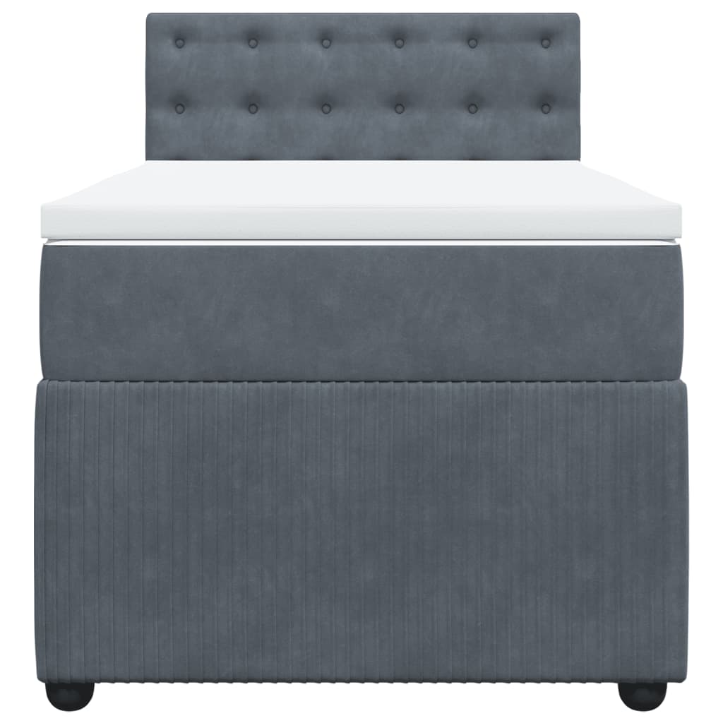 Boxspring met matras fluweel donkergrijs 90x200 cm