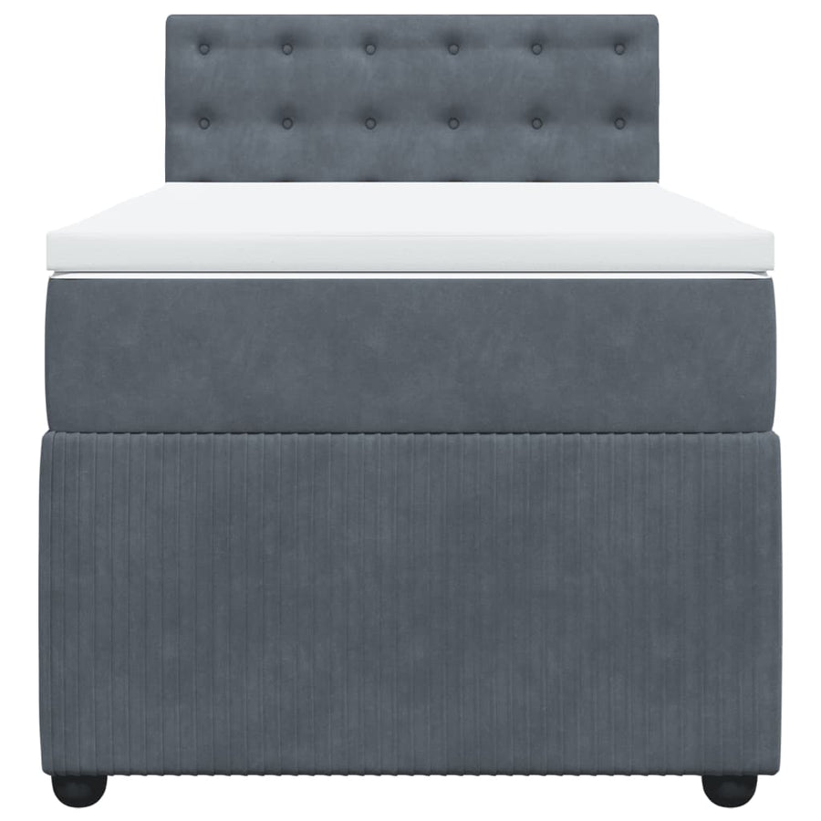 Boxspring met matras fluweel donkergrijs 90x200 cm