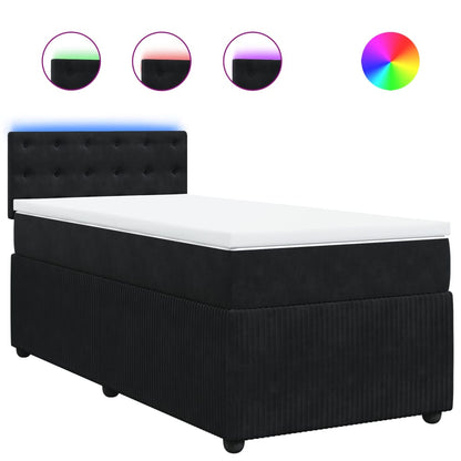 Boxspring met matras fluweel zwart 90x200 cm