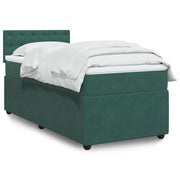Box spring bed with dark green velvet mattress 90x200 cm