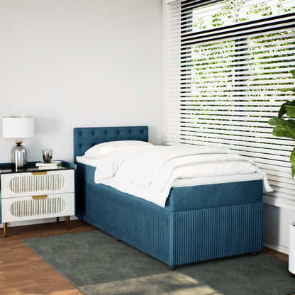 Boxspring met matras fluweel blauw 90x200 cm