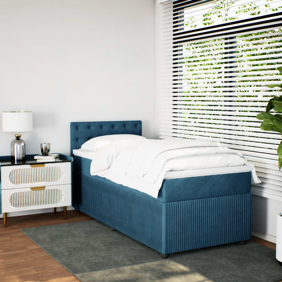 Boxspring met matras fluweel blauw 90x200 cm
