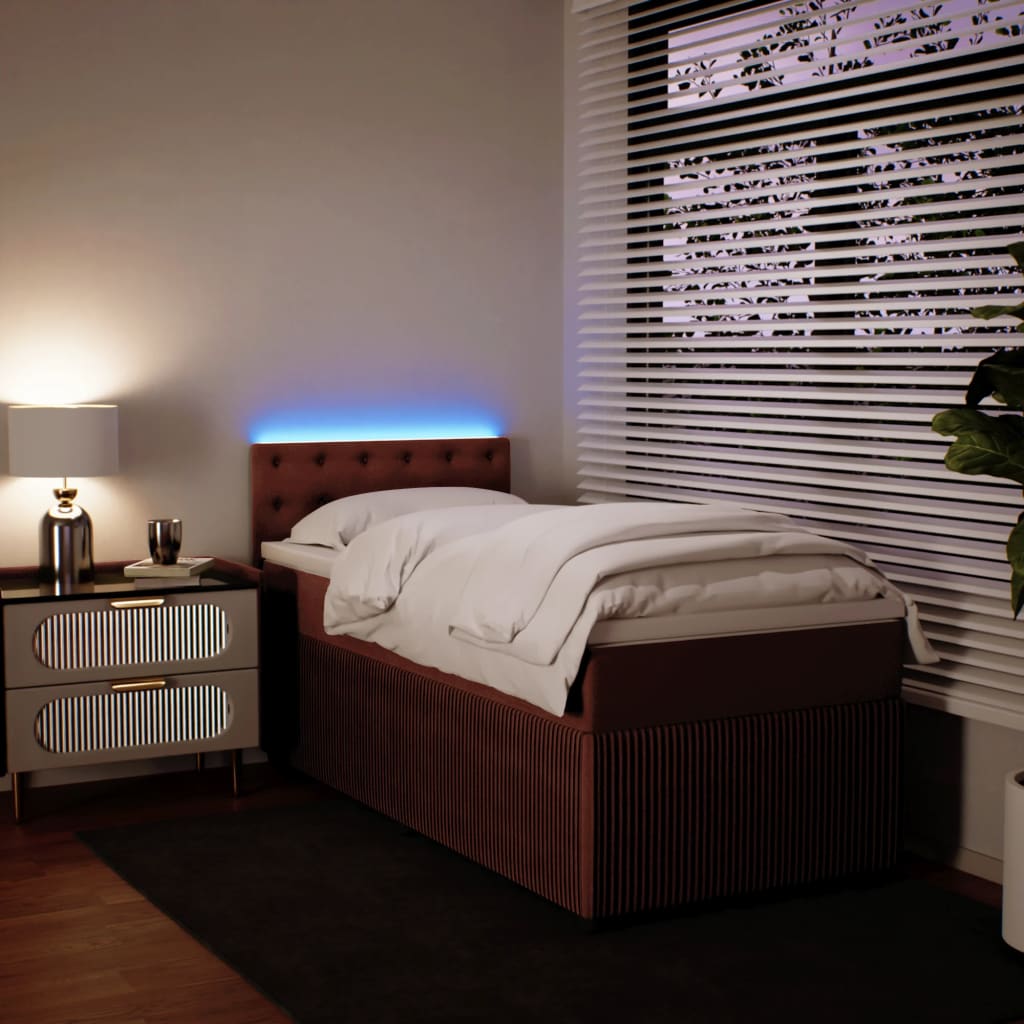 Boxspring met matras fluweel roze 90x200 cm