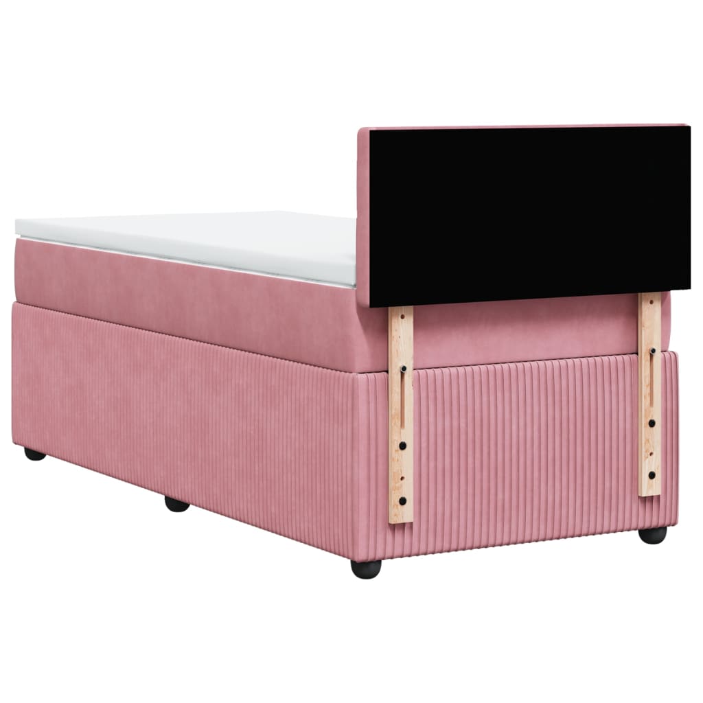 Boxspring met matras fluweel roze 90x200 cm