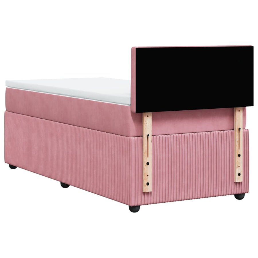 Boxspring met matras fluweel roze 90x200 cm