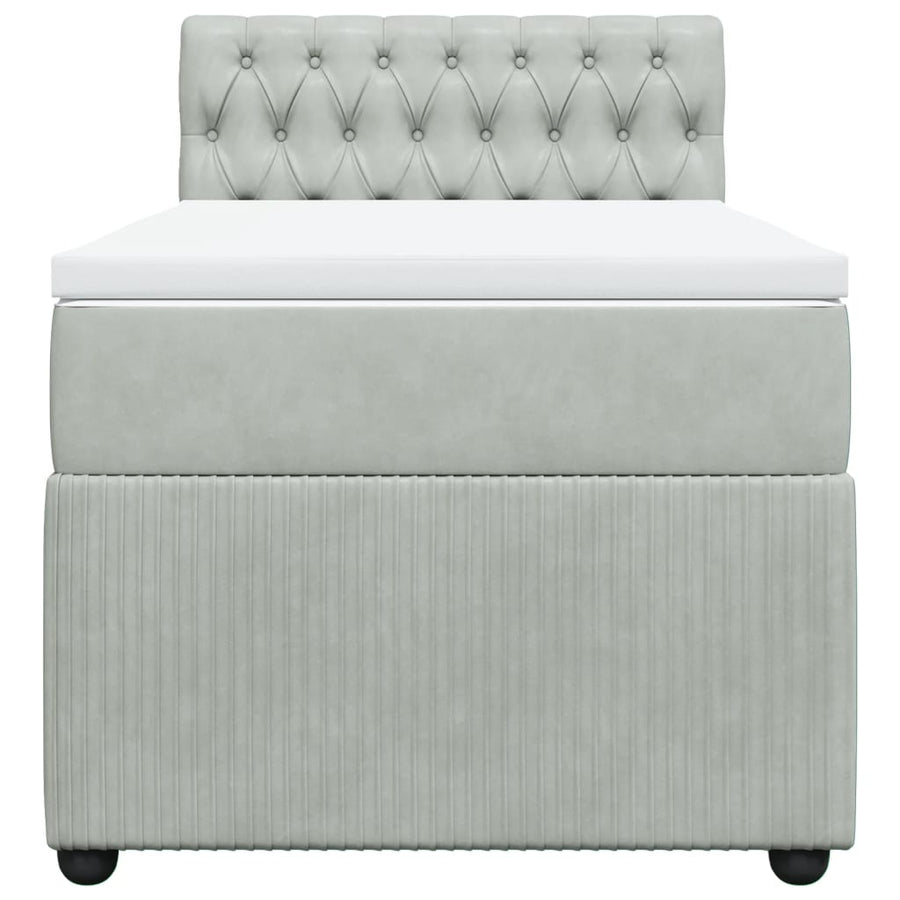 Boxspring met matras fluweel lichtgrijs 90x200 cm