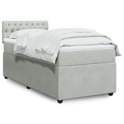 Boxspring 90x200 cm fluweel lichtgrijs met pocketveringmatras