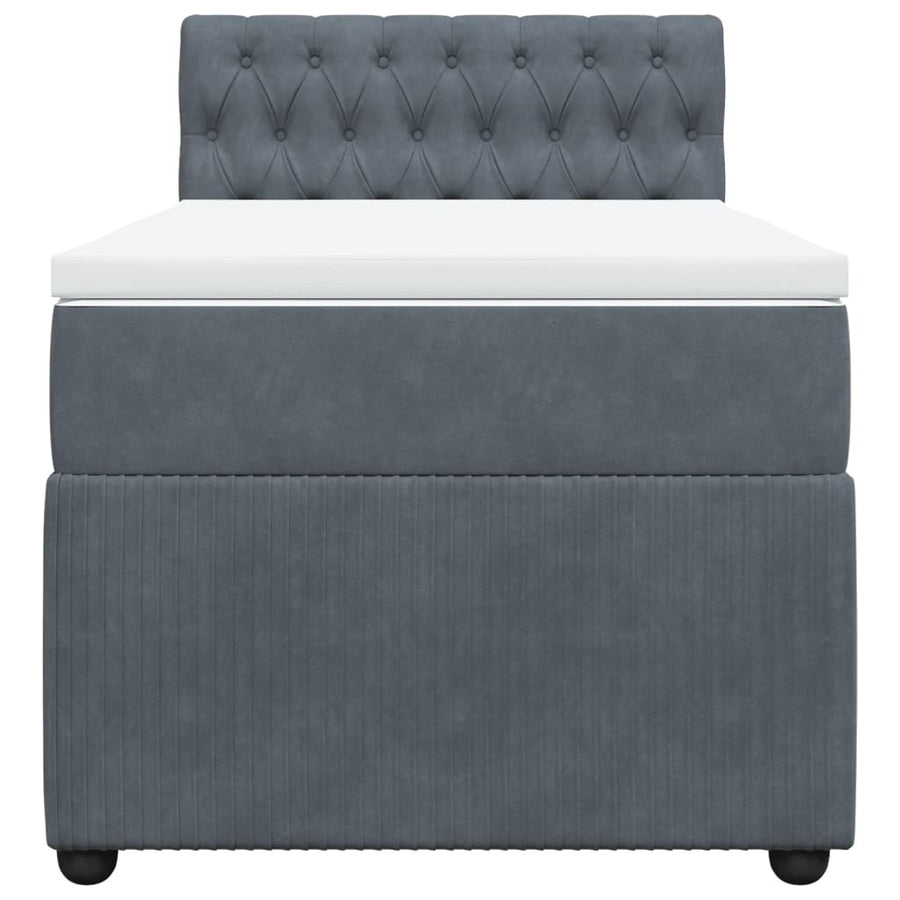 Boxspring met matras fluweel donkergrijs 90x200 cm