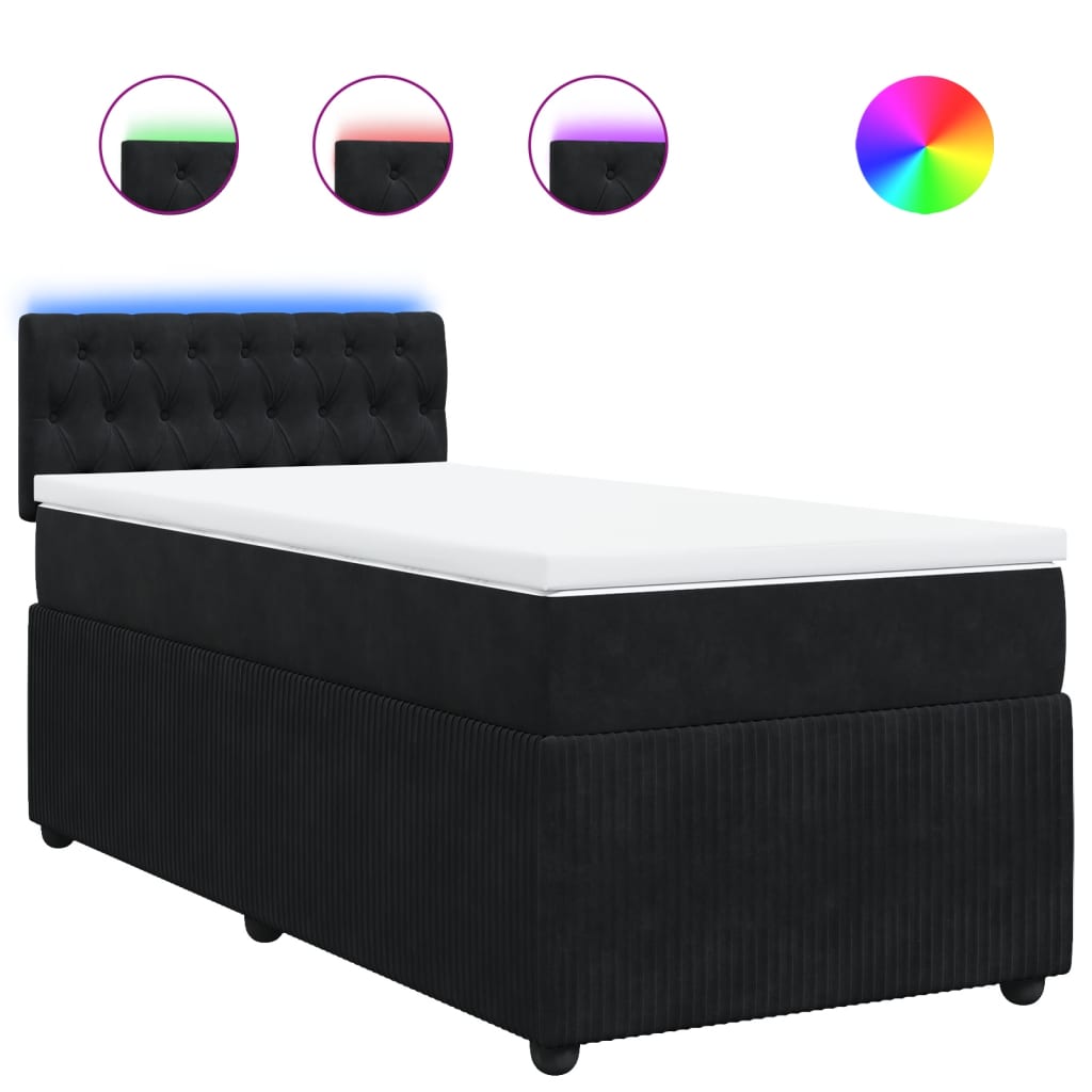 Boxspring met matras fluweel zwart 90x200 cm