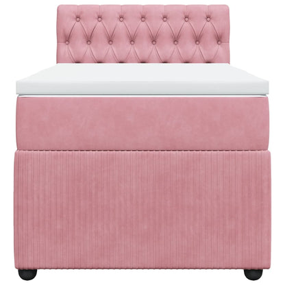 Boxspring met matras fluweel roze 90x200 cm