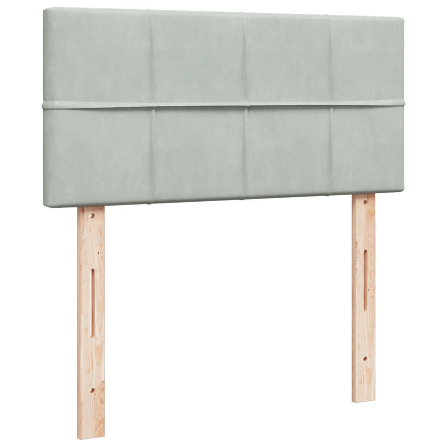 Boxspring met matras fluweel lichtgrijs 90x200 cm