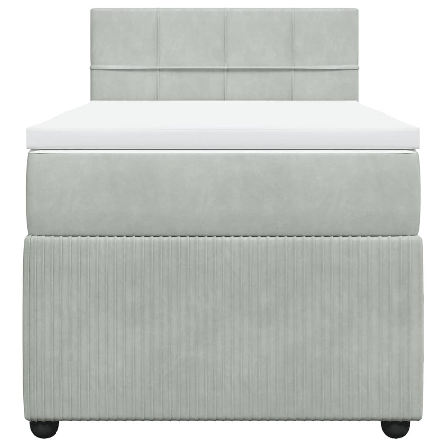 Boxspring met matras fluweel lichtgrijs 90x200 cm