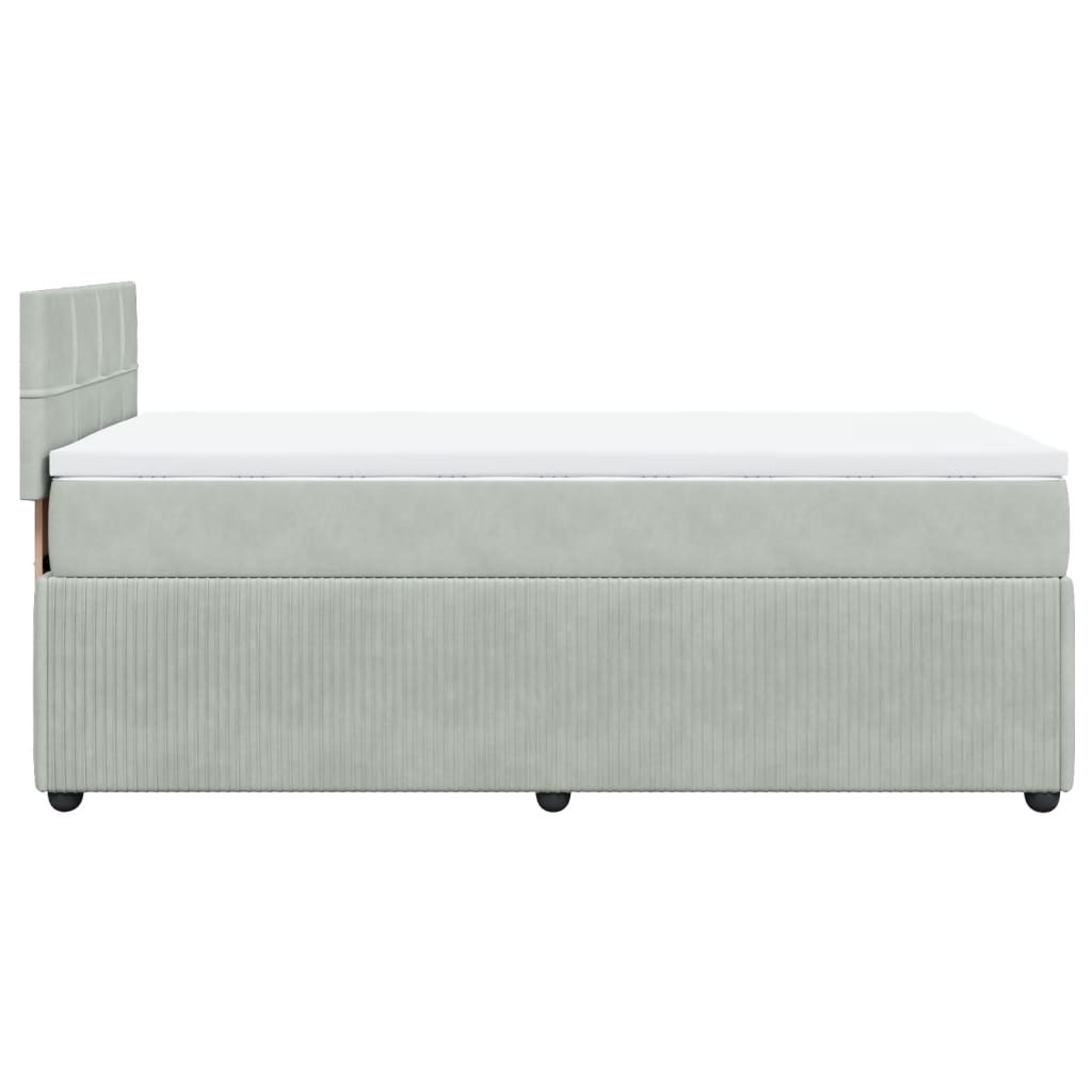 Boxspring met matras fluweel lichtgrijs 90x200 cm