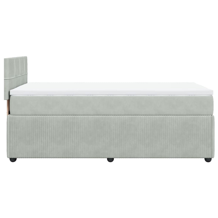 Boxspring met matras fluweel lichtgrijs 90x200 cm