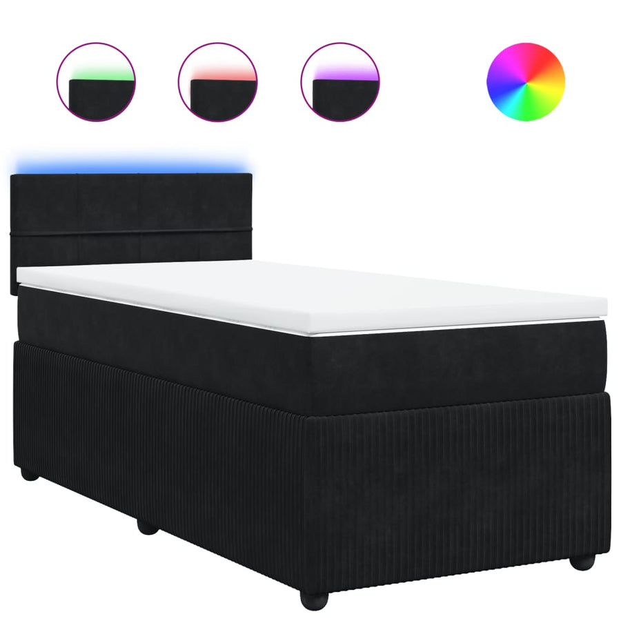 Boxspring met matras fluweel zwart 90x200 cm