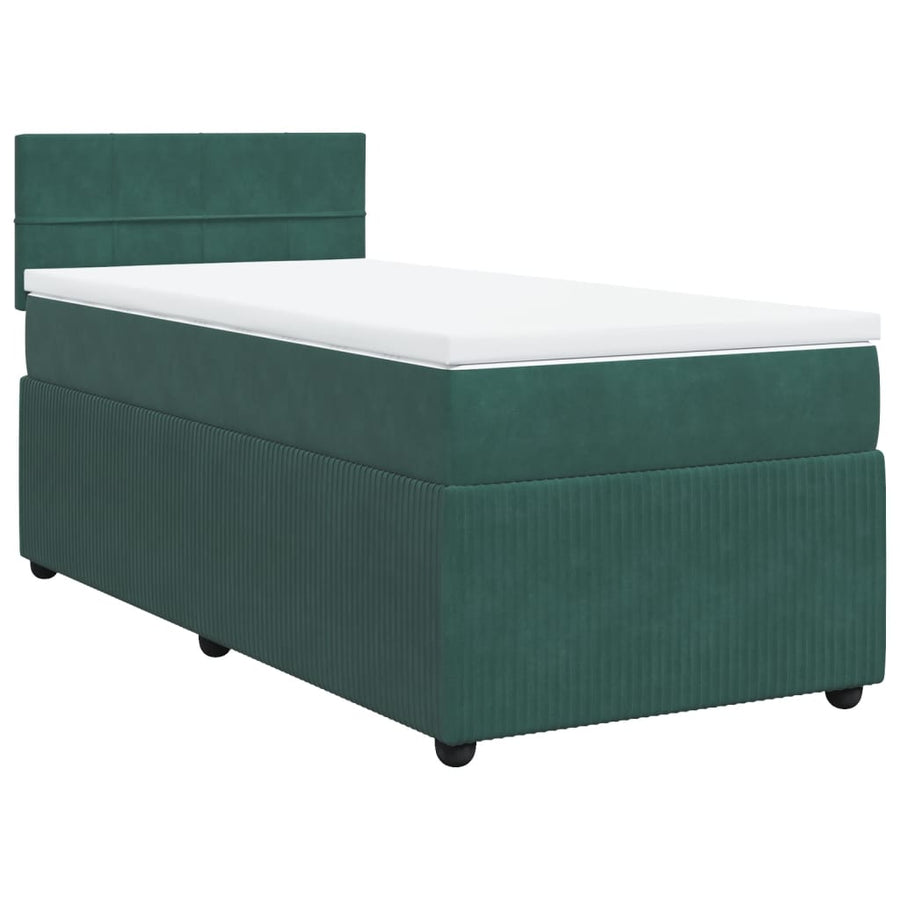 Boxspring met matras fluweel donkergroen 90x200 cm