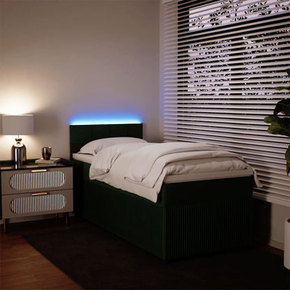 Boxspring met matras fluweel donkergroen 90x200 cm
