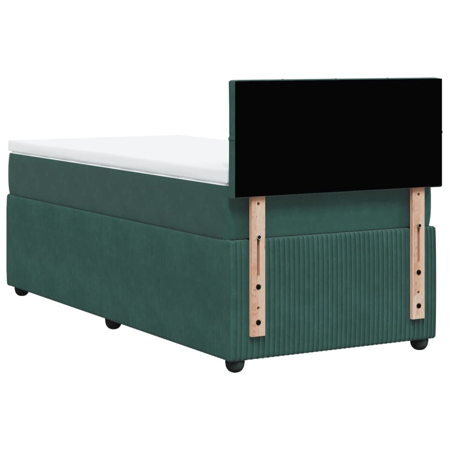 Boxspring met matras fluweel donkergroen 90x200 cm