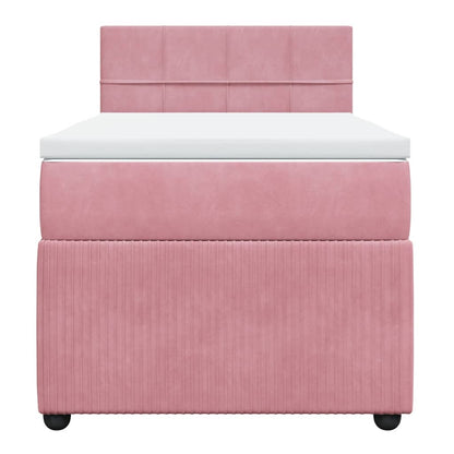 Boxspring met matras fluweel roze 90x200 cm