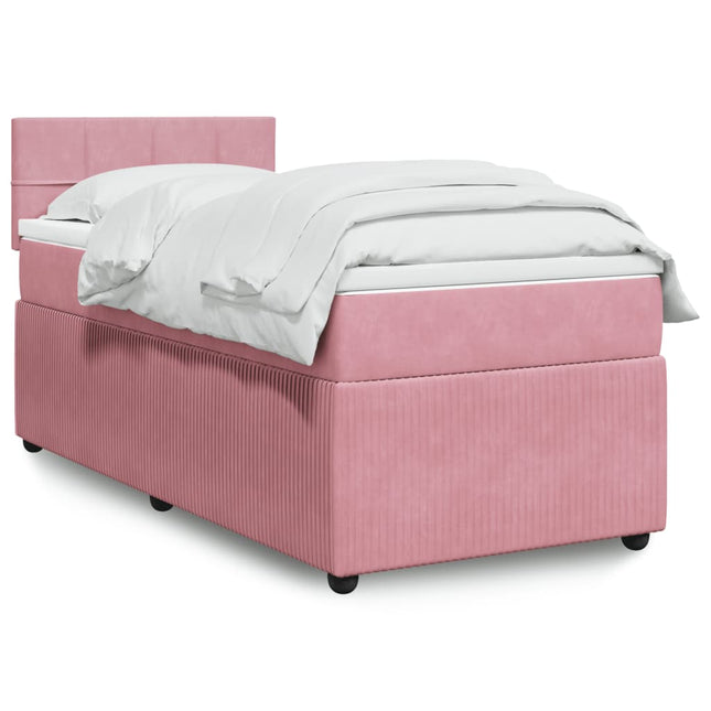 Boxspring met matras fluweel roze 90x200 cm